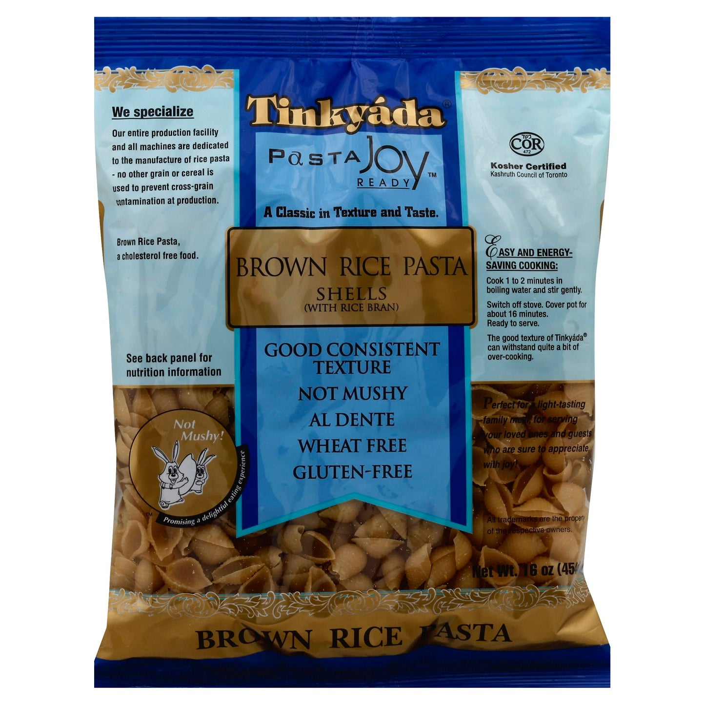 Tinkyada Pasta Brown Rice Shell 16 oz (Pack of 12)