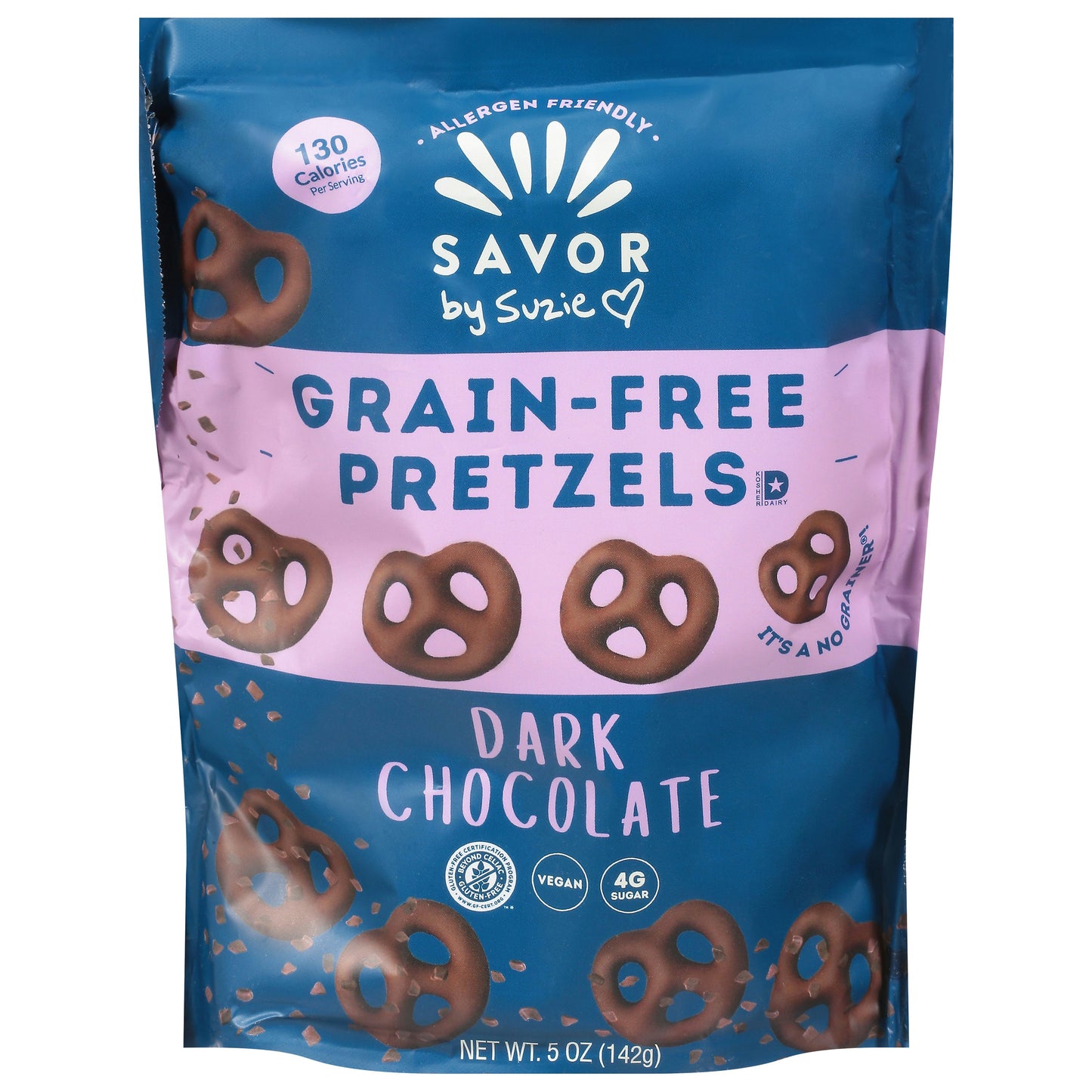 Savor By Suzie Pretzels Dark Chocolate 5 oz (Pack of 12)