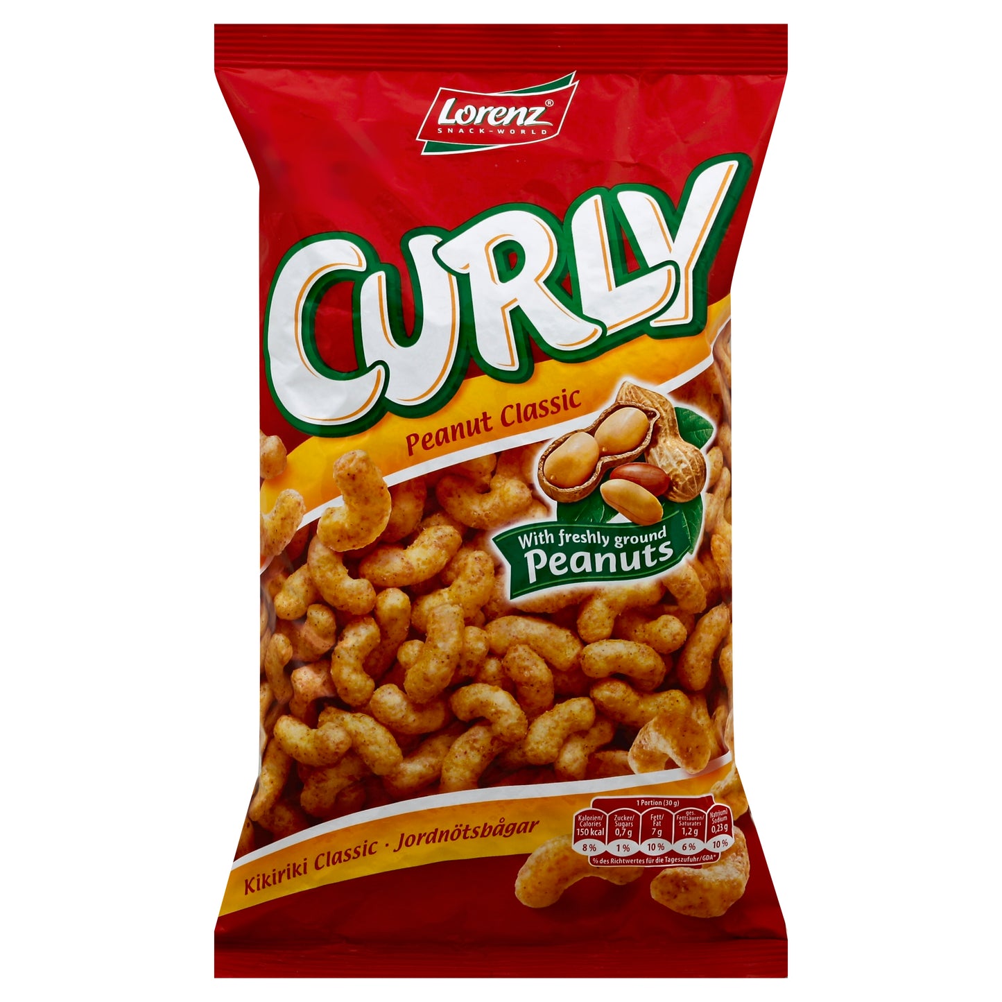 Lorenza Corn Pufed Peanut Flavour Curly 5.29 Oz (Pack Of 12)
