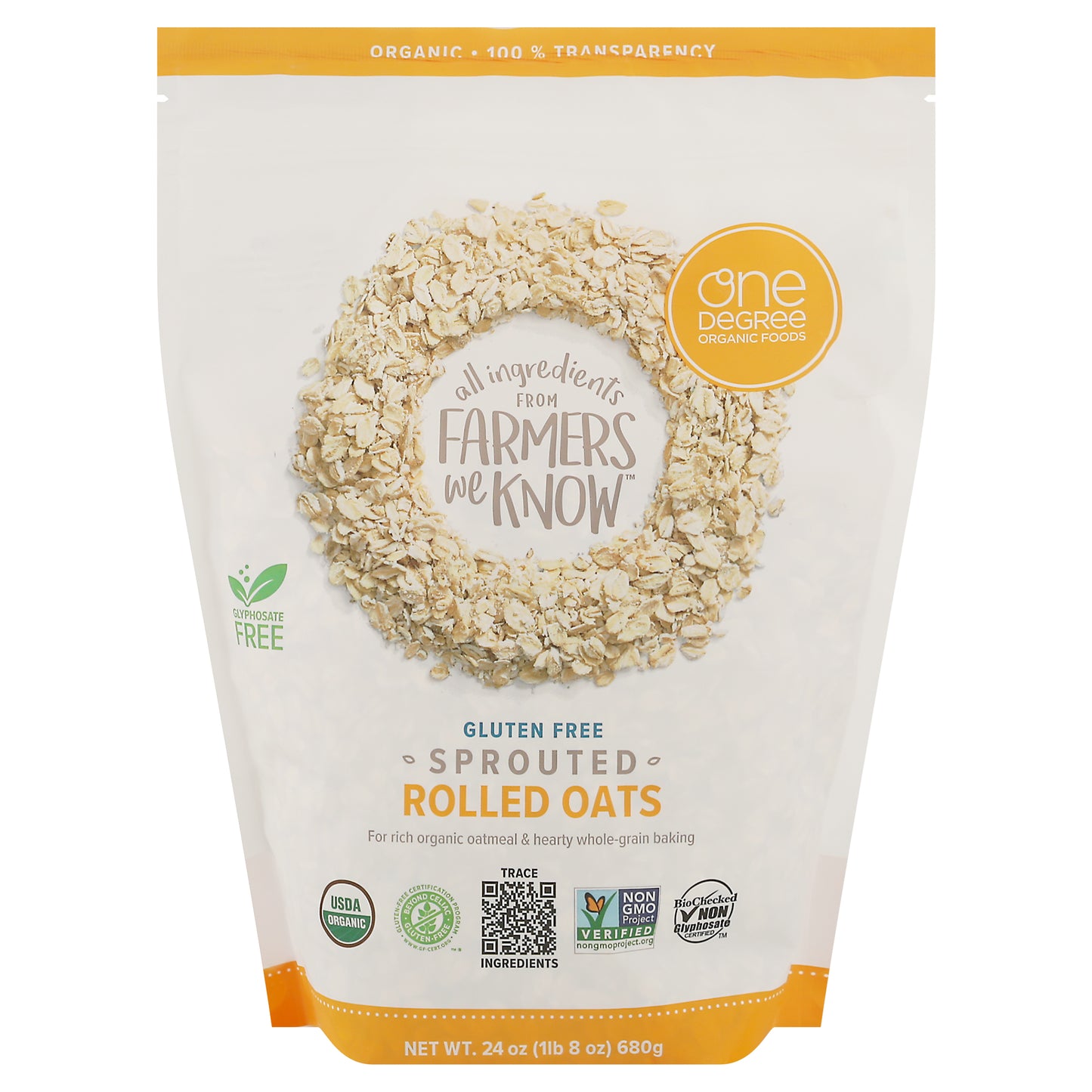 One Degree Oats Rolled Sprouted Organic 24 oz (Pack Of 4)