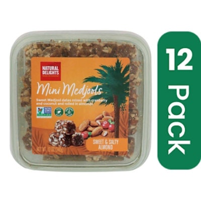 Bard Valley Natural Delights Mini Medjool Dates Rolled in Sweet and Salty Almonds - 12 Ounce (Pack of 12)