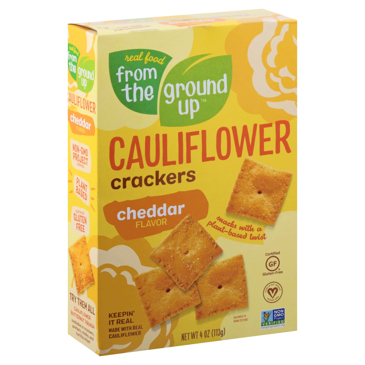 From The Ground Up Crackers Cauliflower Cheddar 4 oz (Pack Of 6)
