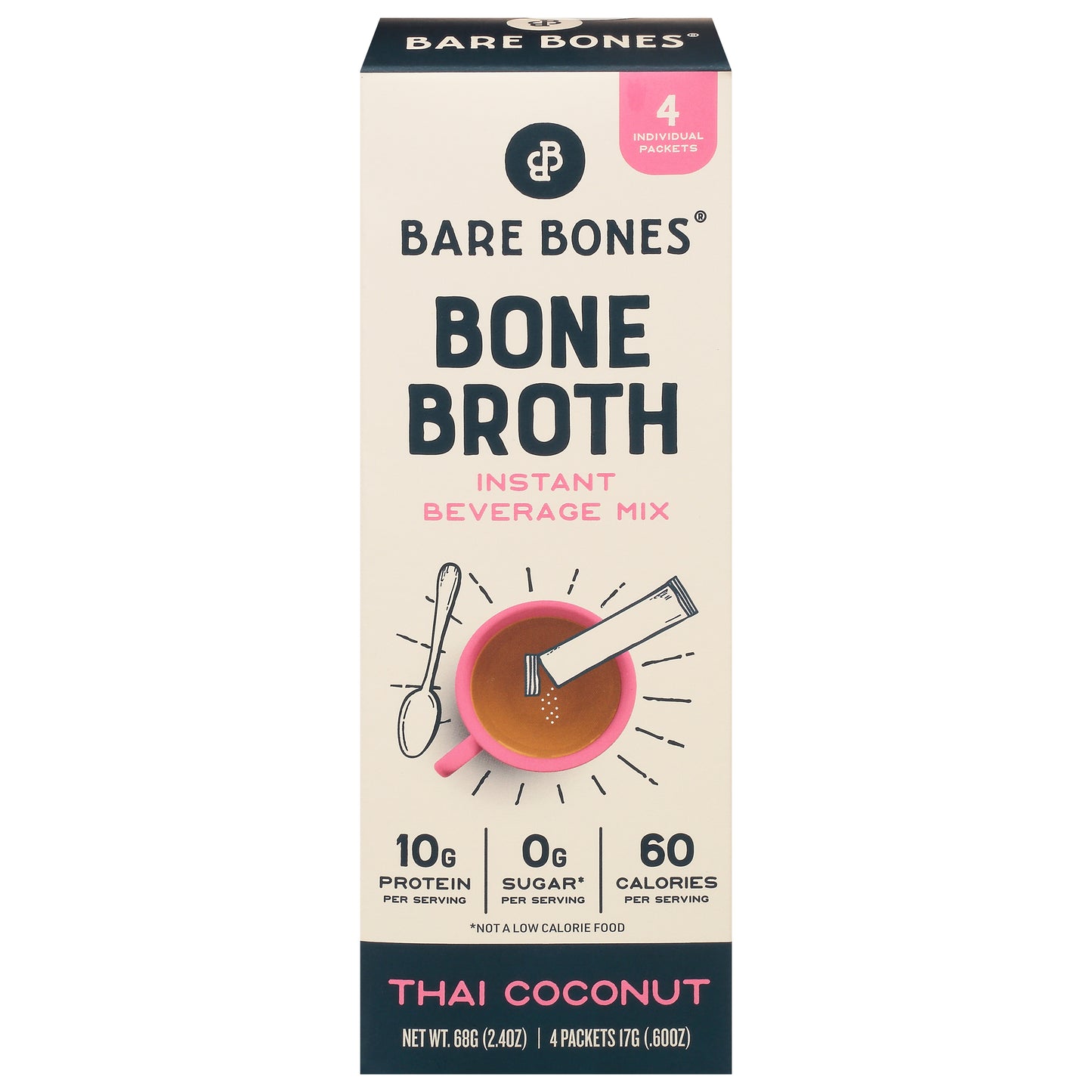 Bare Bones Broth Thai Coconut Instant Beverage 4 2.4 oz (Pack Of 8)