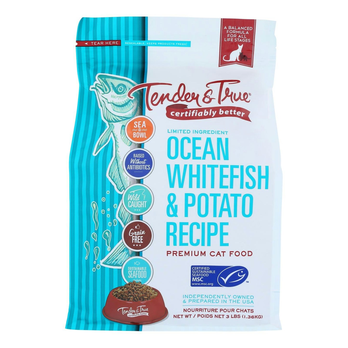 Tender & True Cat Food Ocean Whitefish And Potato 3 lb (Pack of 6)