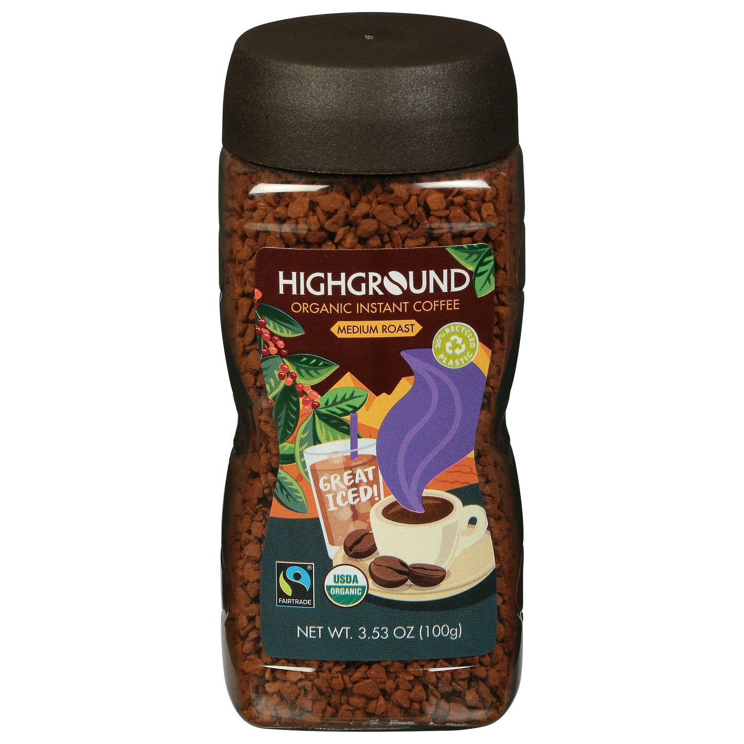 Highground Coffee Instant Regular Organic 3.53 Oz Pack of 6