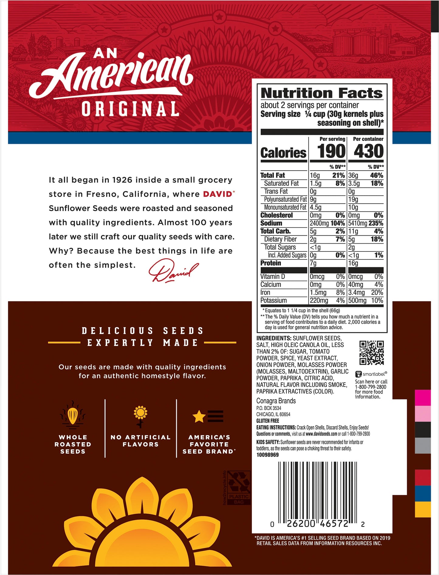 David Sunflower Seeds BBQ 5.25 Oz Pack of 12