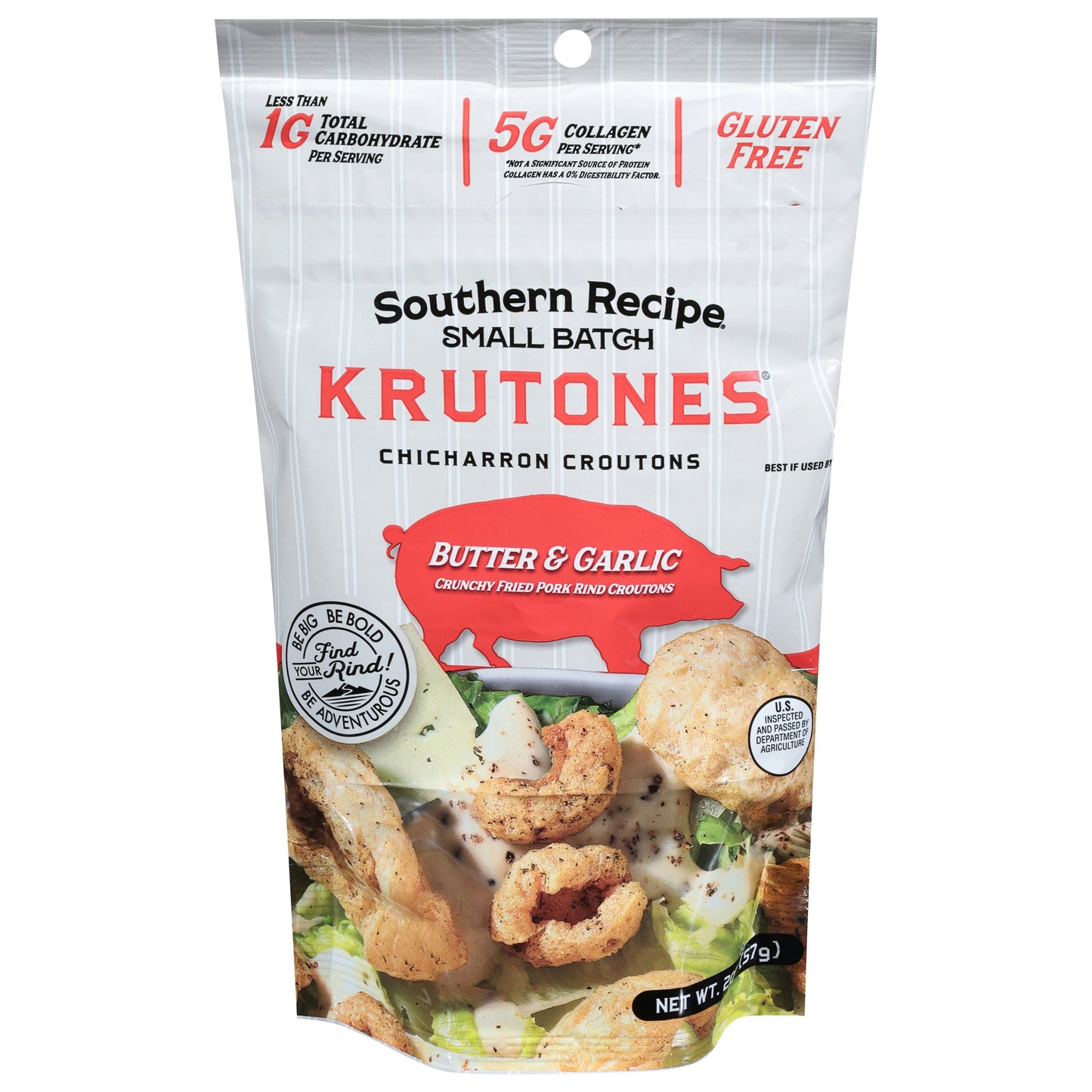 Southern Recipe Small Batch Butter And Garlic Pork Rind Krutones - 2 oz (Pack of 6)
