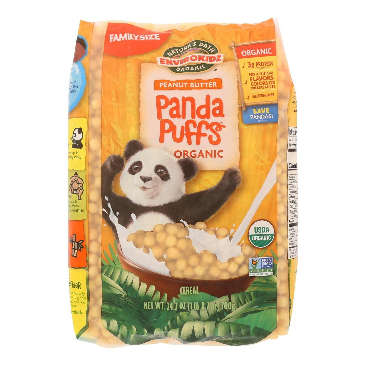 Nature's Path Envirokidz Panda Puffs Breakfast Cereal Organic 24.7 Oz Pack of 6