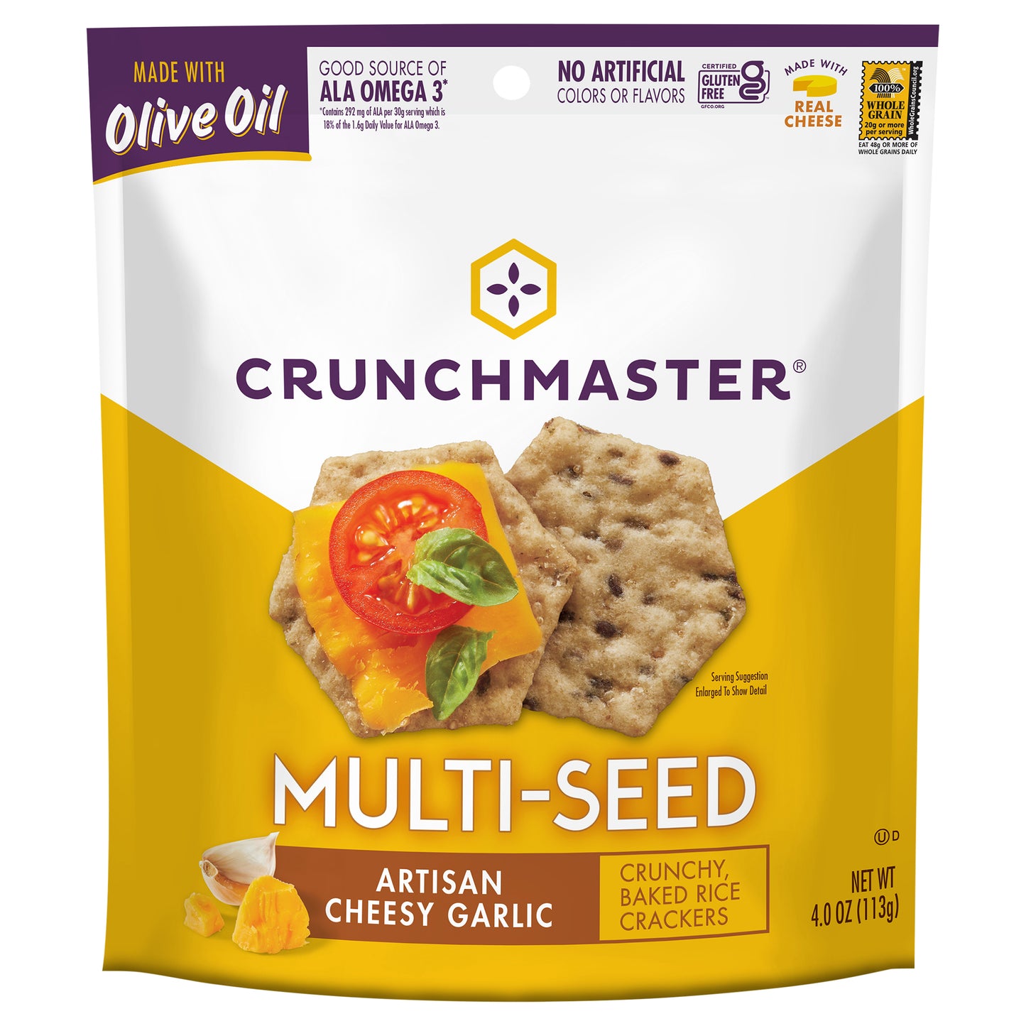 Crunchmaster Crackers Cheesy Garlic 4 Oz (Pack Of 12)