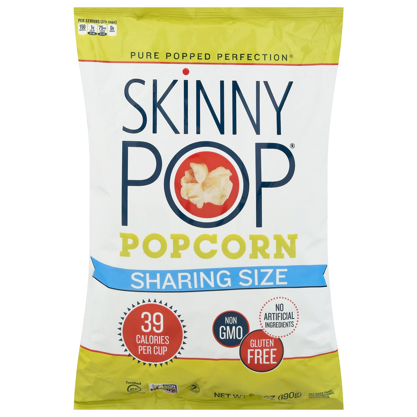 Skinny Pop Popcorn Original Sharing Size 6.7 oz (Pack of 6)