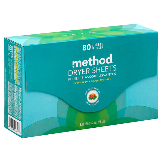 Method Home Care Dryer Sheet Beach Sage 80 Pc (Pack Of 6)