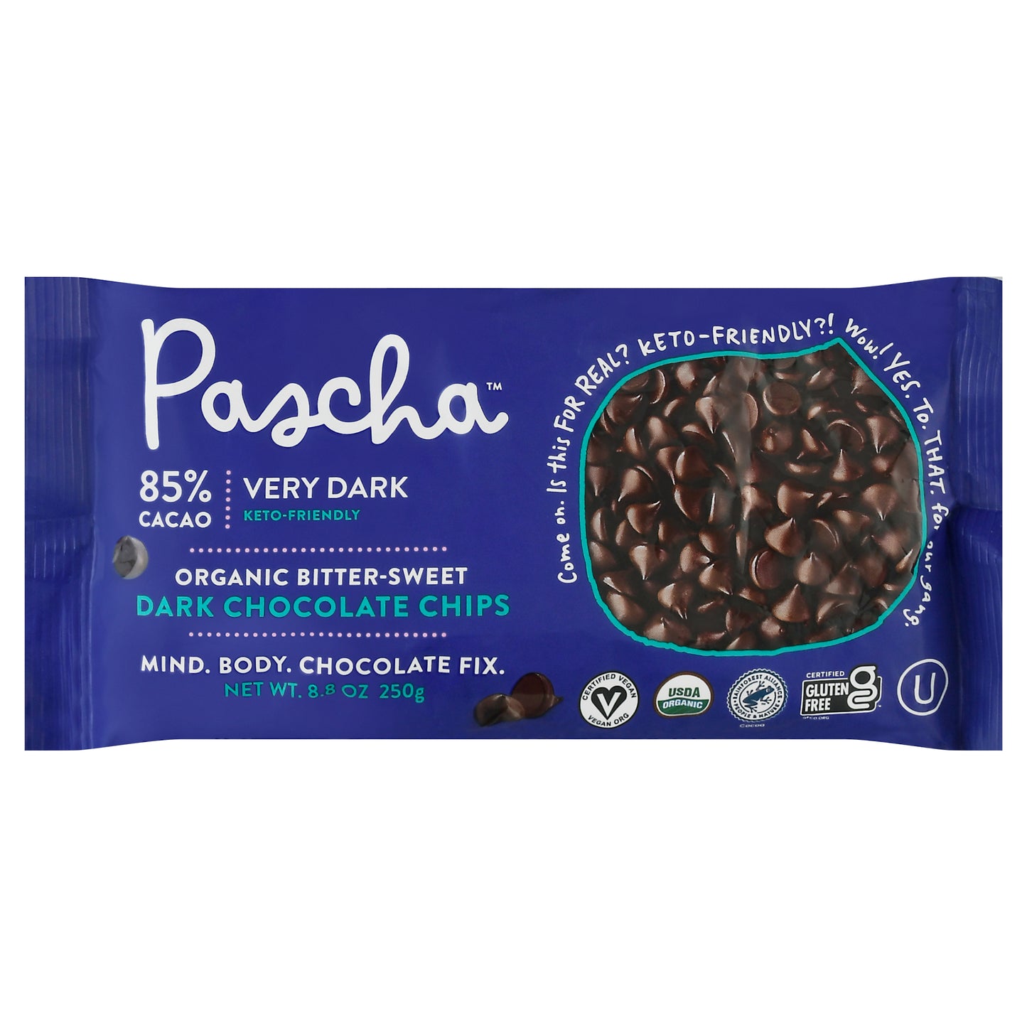 Pascha Chocolate Baking Chip 85% Cacao 8.8 oz (Pack Of 6)