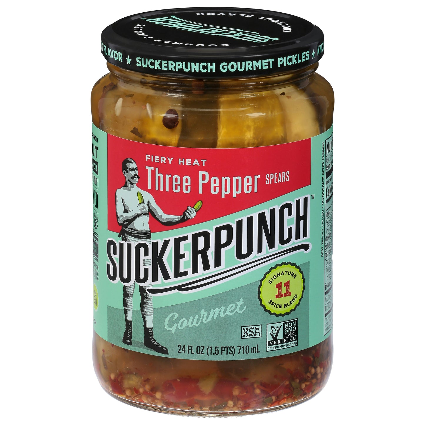 Suckerpunch Pickle Spears 3 Pepper Fire 24 oz (Pack of 6)