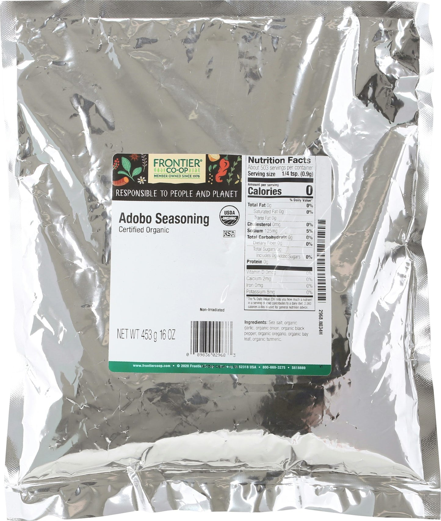 Frontier Herb Seasoning Adobo 16 Oz