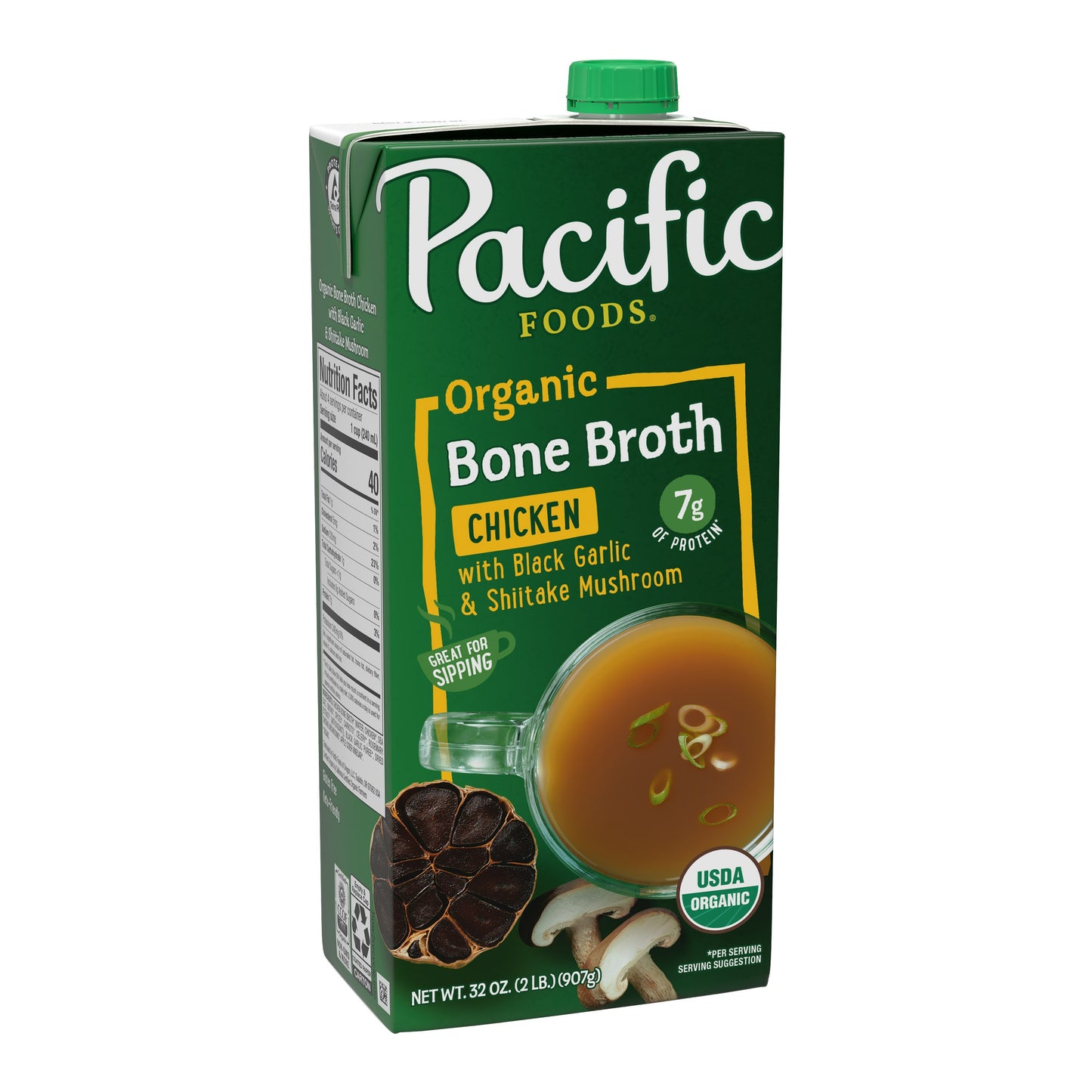 Pacific Foods Broth Chicken Black Garlic Mushroom Organic 32 fl. oz (Pack of 12)