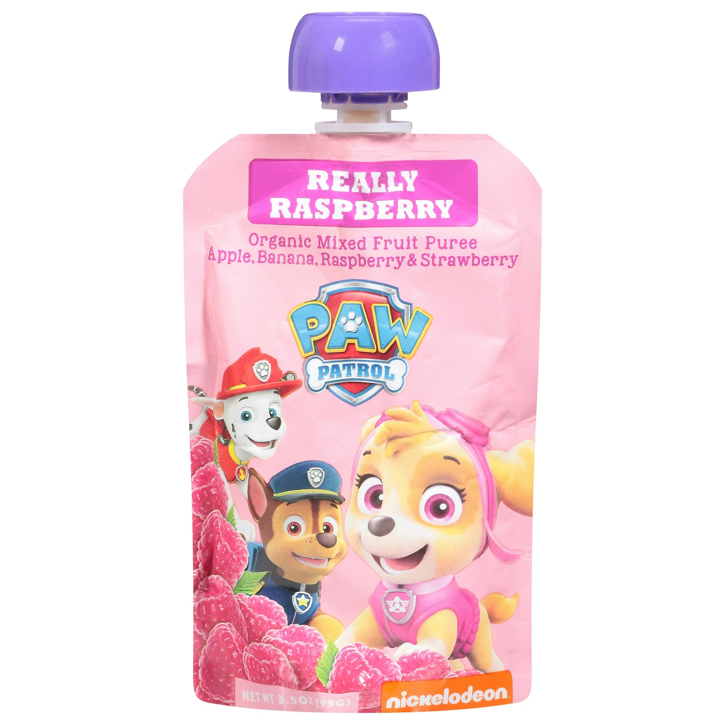 Paw Patrol Mixed Fruit Puree Organic Really Raspberry Pouch 3.5 Oz Pack of 10