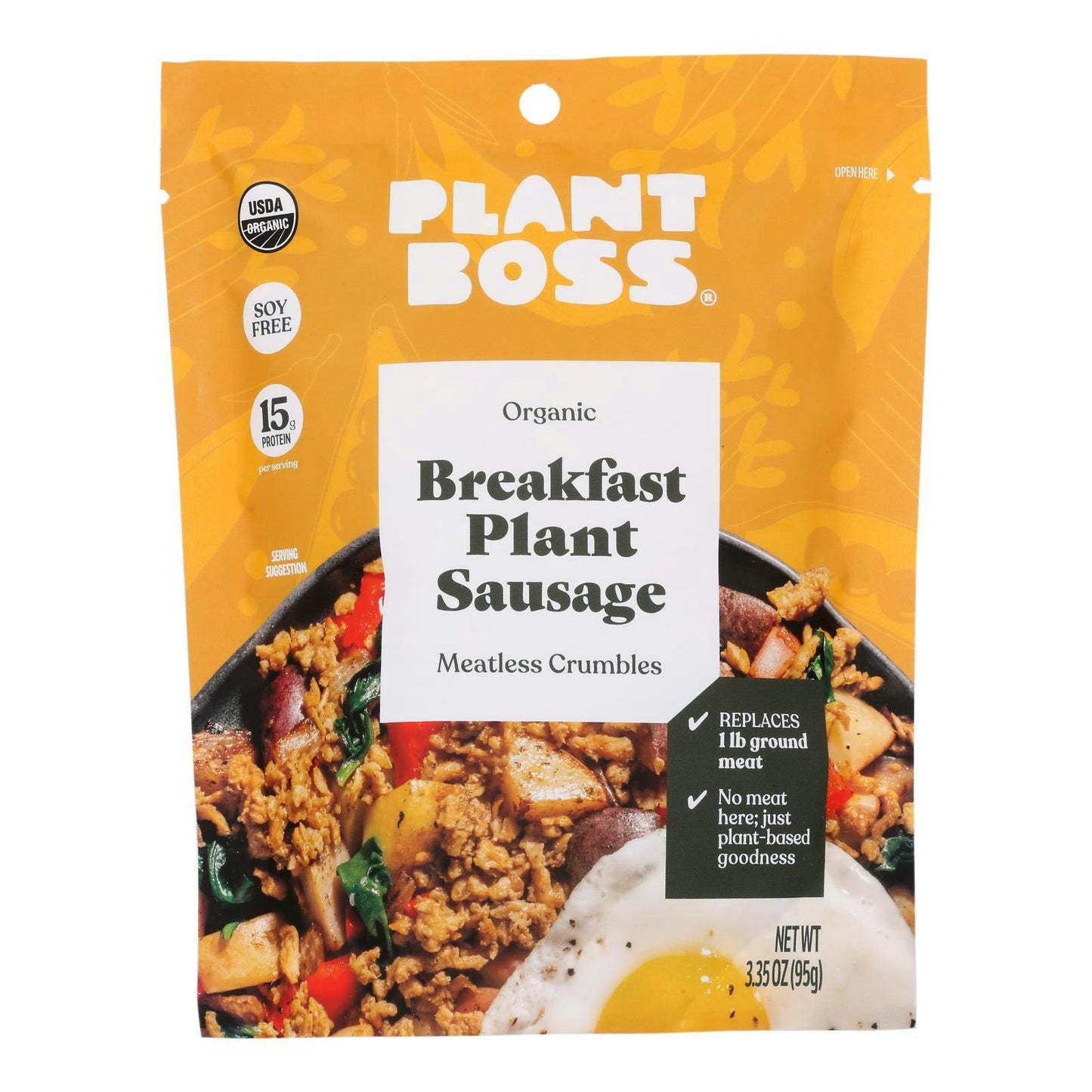 Plant Boss Meatless Crumble Breakfast Sausage 3.35 Oz Pack of 6