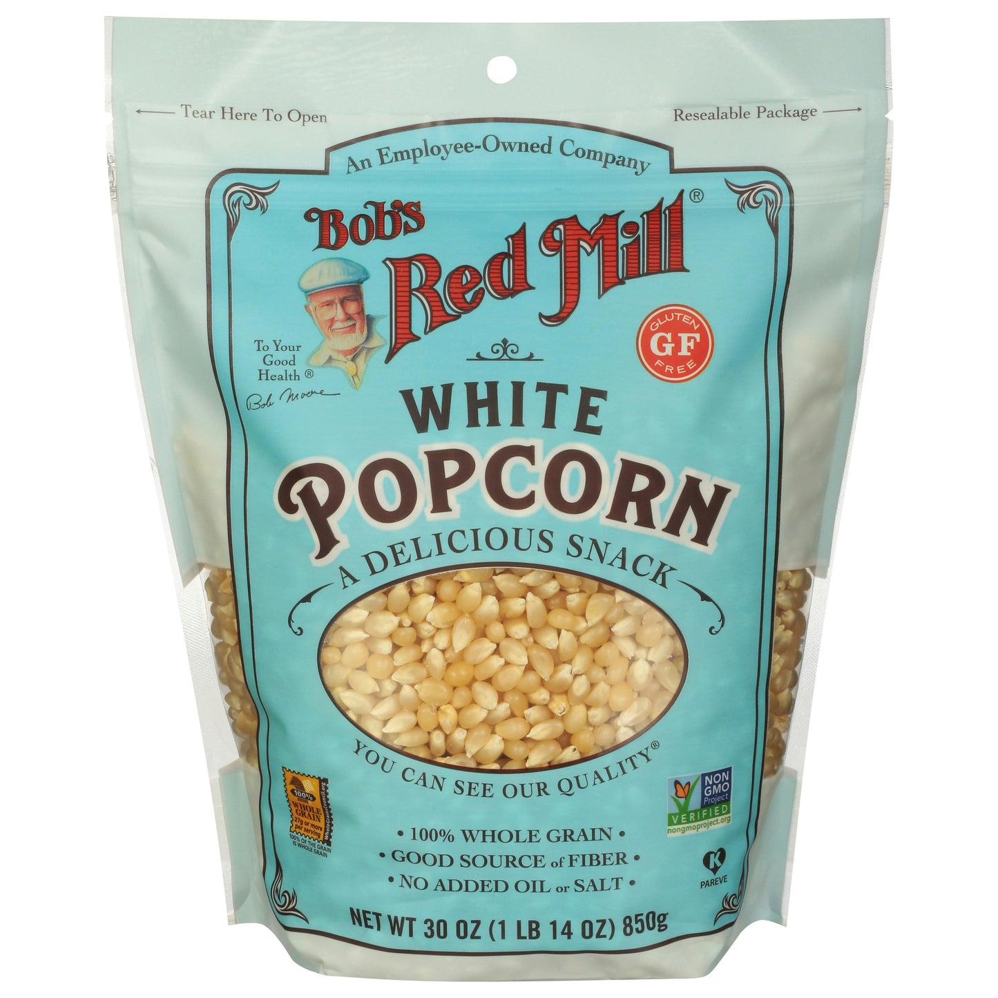 Bobs Red Mill Popcorn Whole White 30.8 Oz Pack of 4