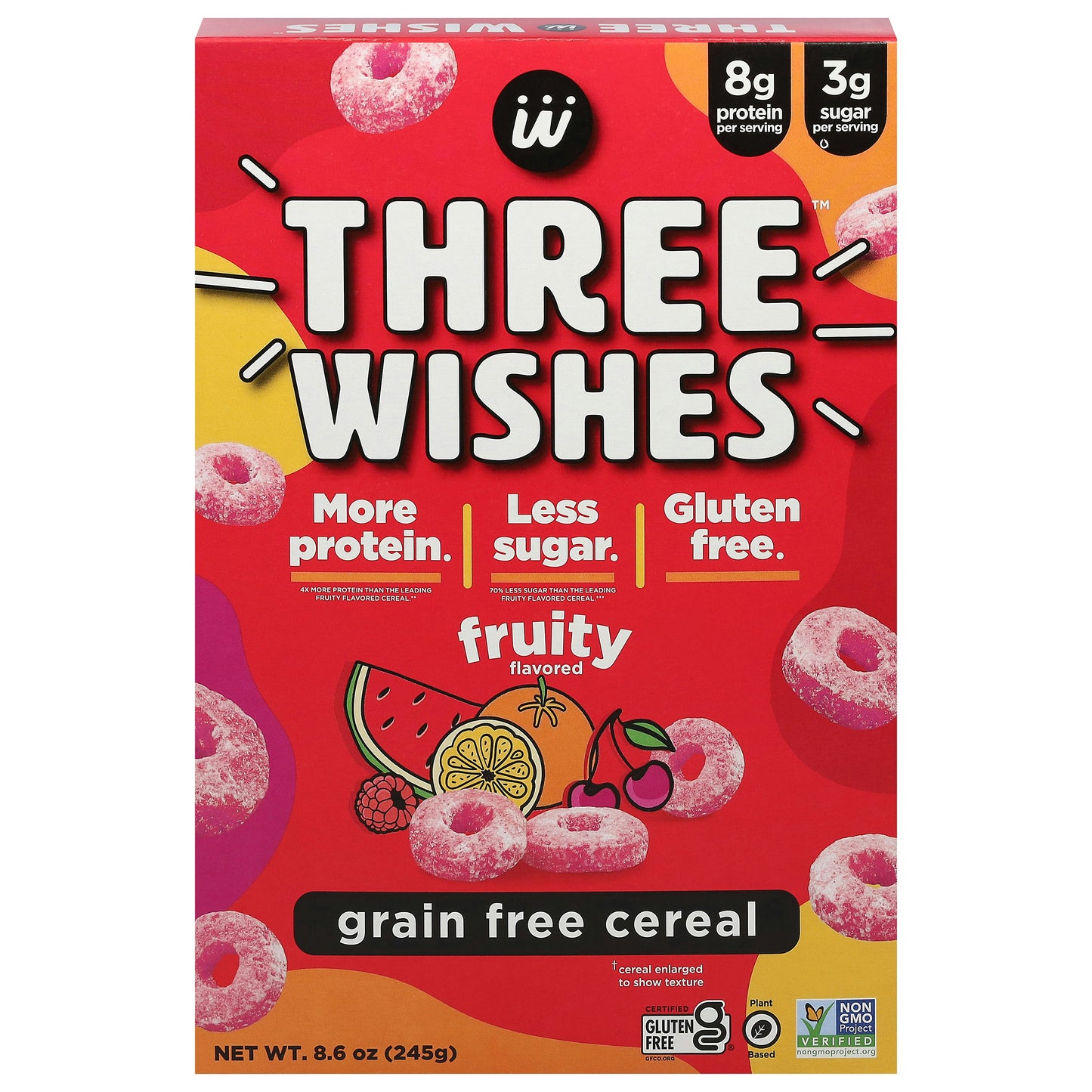 Three Wishes Cereal Fruity 8.6 Oz Pack of 6