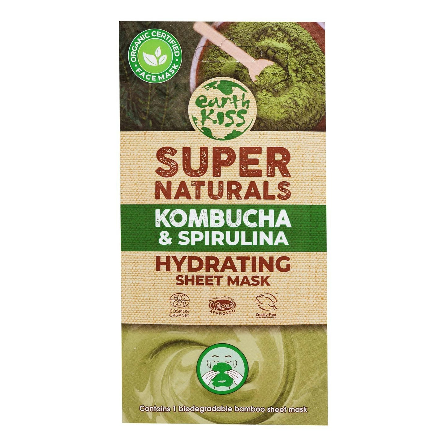 Earth Kiss Sheet Mask Spirulina Hydrating Organic 1 Ea Pack of 12