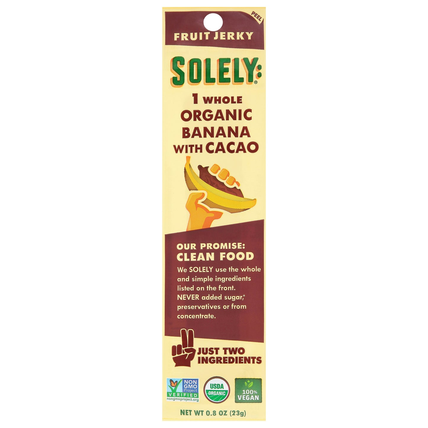 Solely Jerky Banana Cacao Organic 0.8 oz (Pack of 12)
