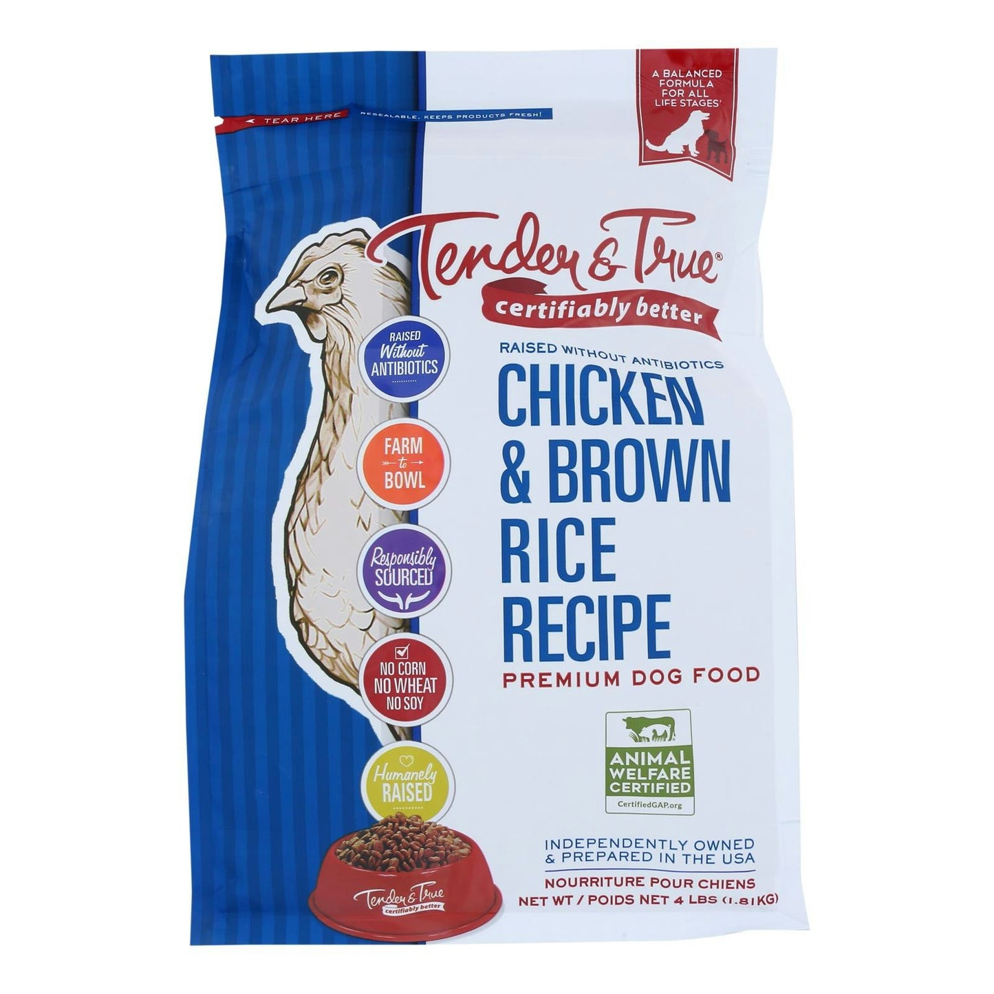 Tender & True Dog Food Chicken And Brown Rice 4 lb (Pack of 6)
