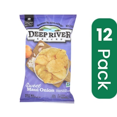 Deep River Sweet Maui Onion Kettle Cooked Potato Chips - 8 Ounce (Pack of 12)