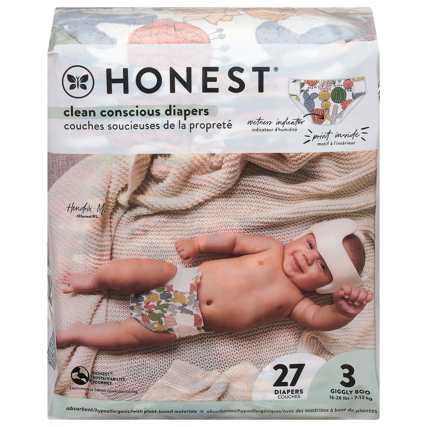 The Honest Company Diaper Cactus Cutie Size 3 27 Pk (Pack Of 4)