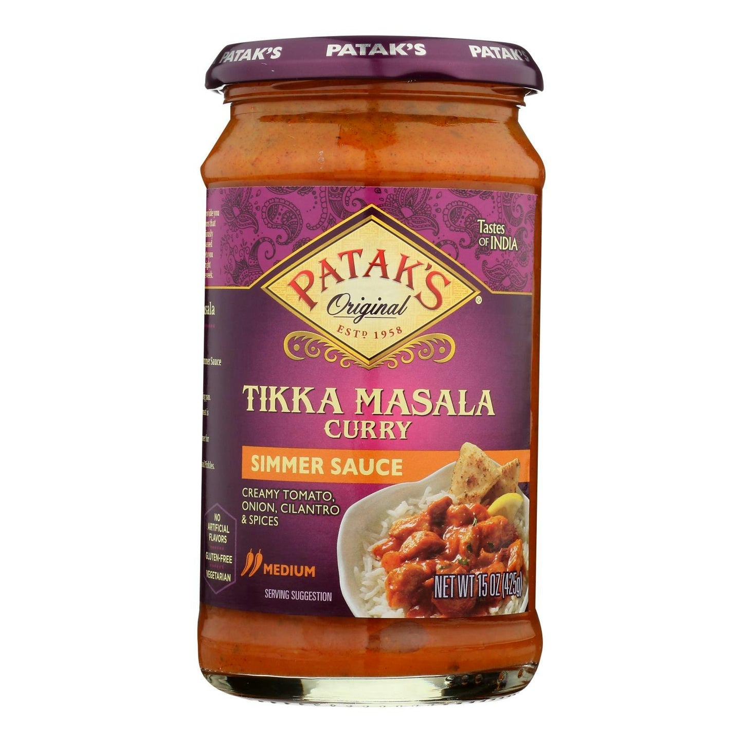 Pataks Simmer Sauce Tikka Masala Curry Gluten Free - 15 oz (Pack of 6)