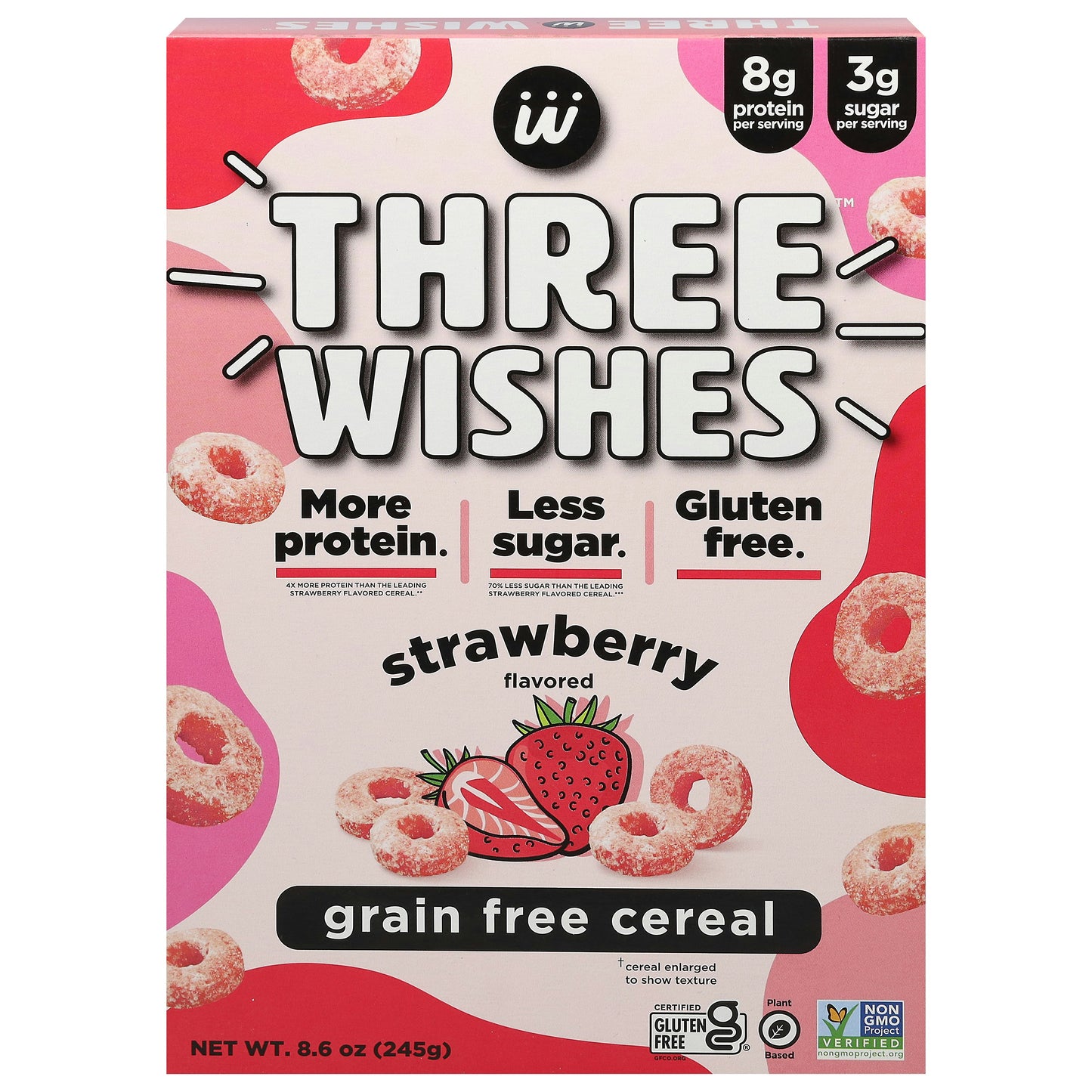 Three Wishes Cereal Strawberry 8.6 Oz Pack of 6
