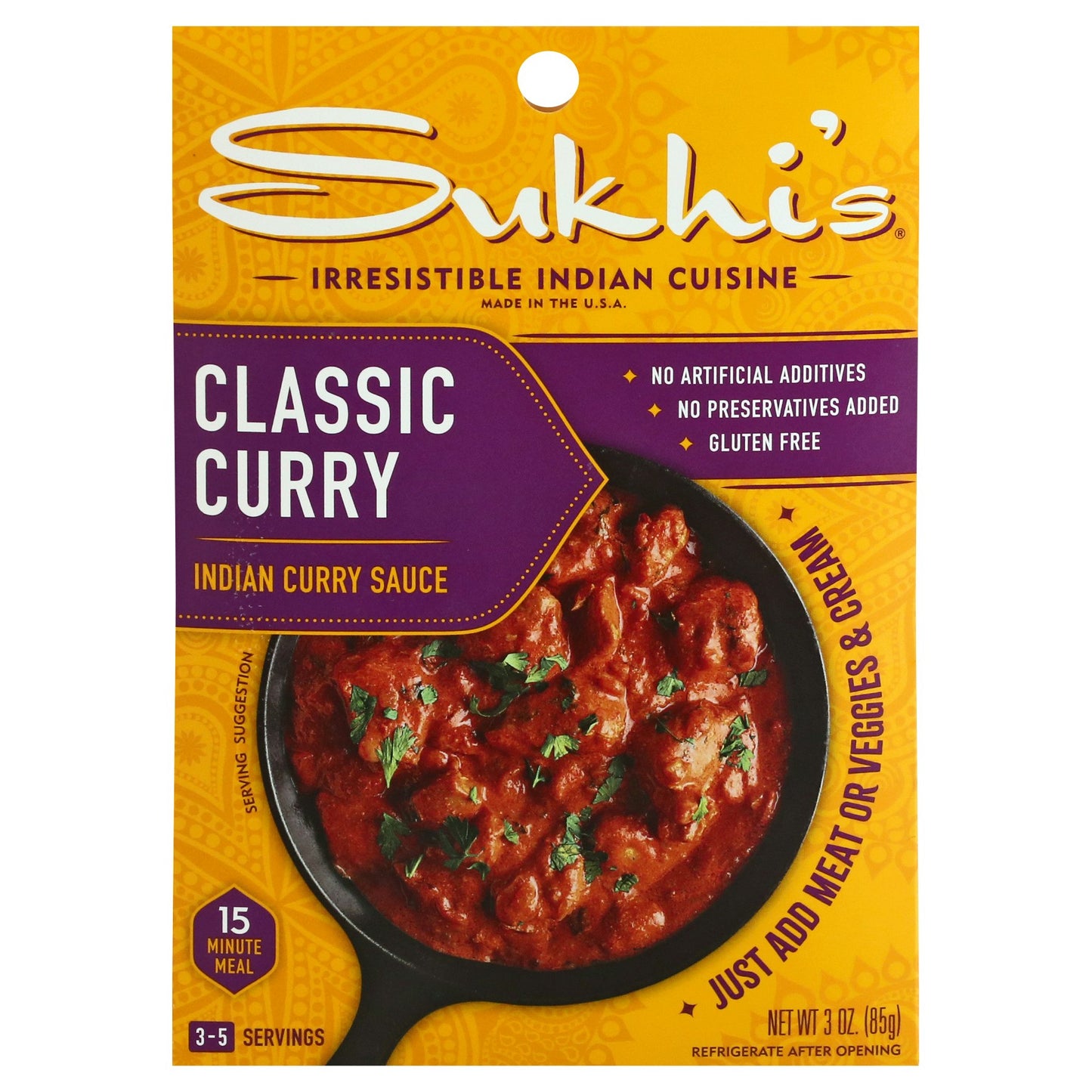 Sukhis Sauce Curry Classic 3 Oz (Pack of 6)