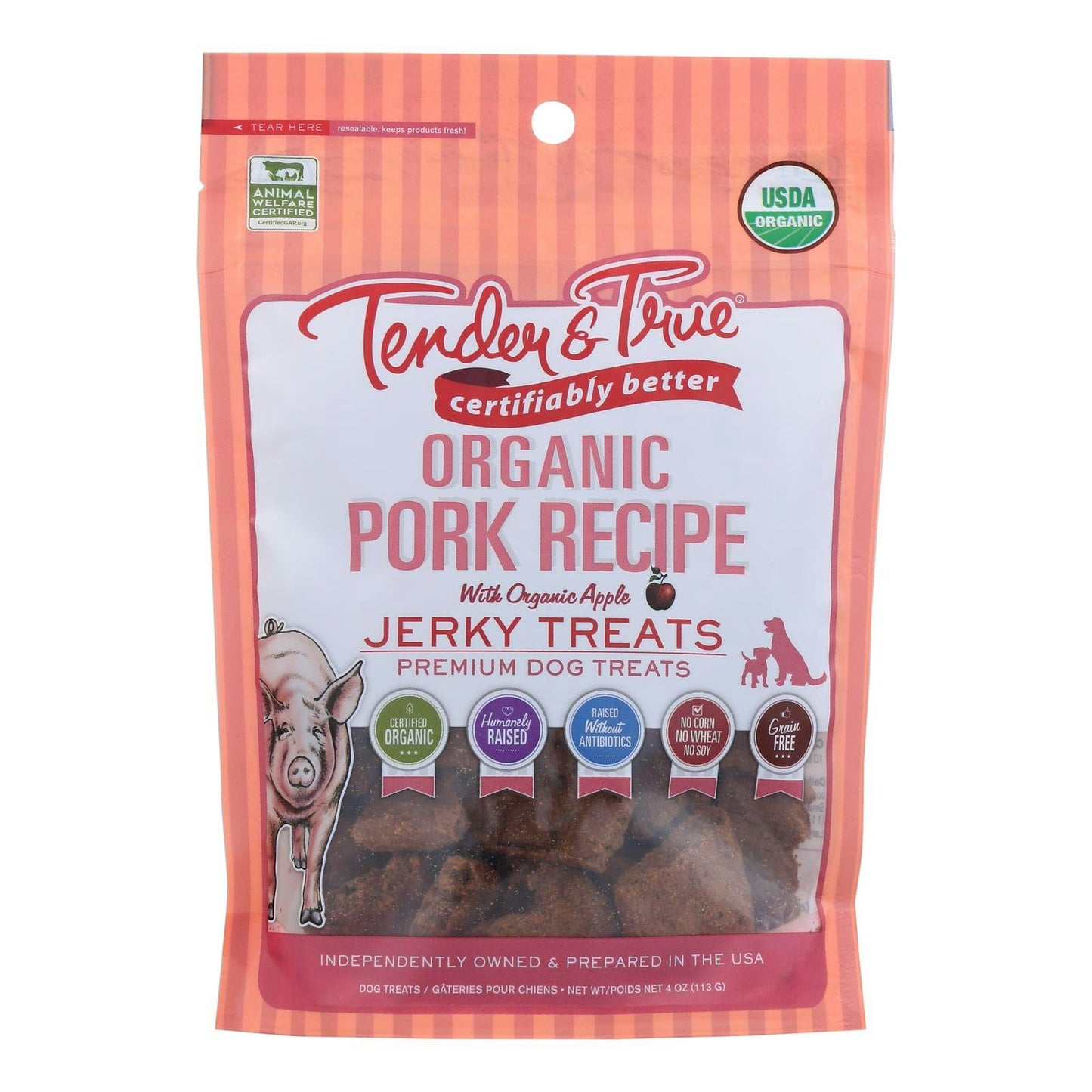 Tender & True - Dog Treat Pork Jerky 4 oz (Pack of 10)