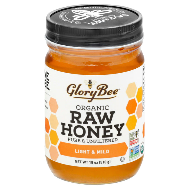 Glorybee Honey Raw Light Mild Organic 18 oz (Pack Of 6)