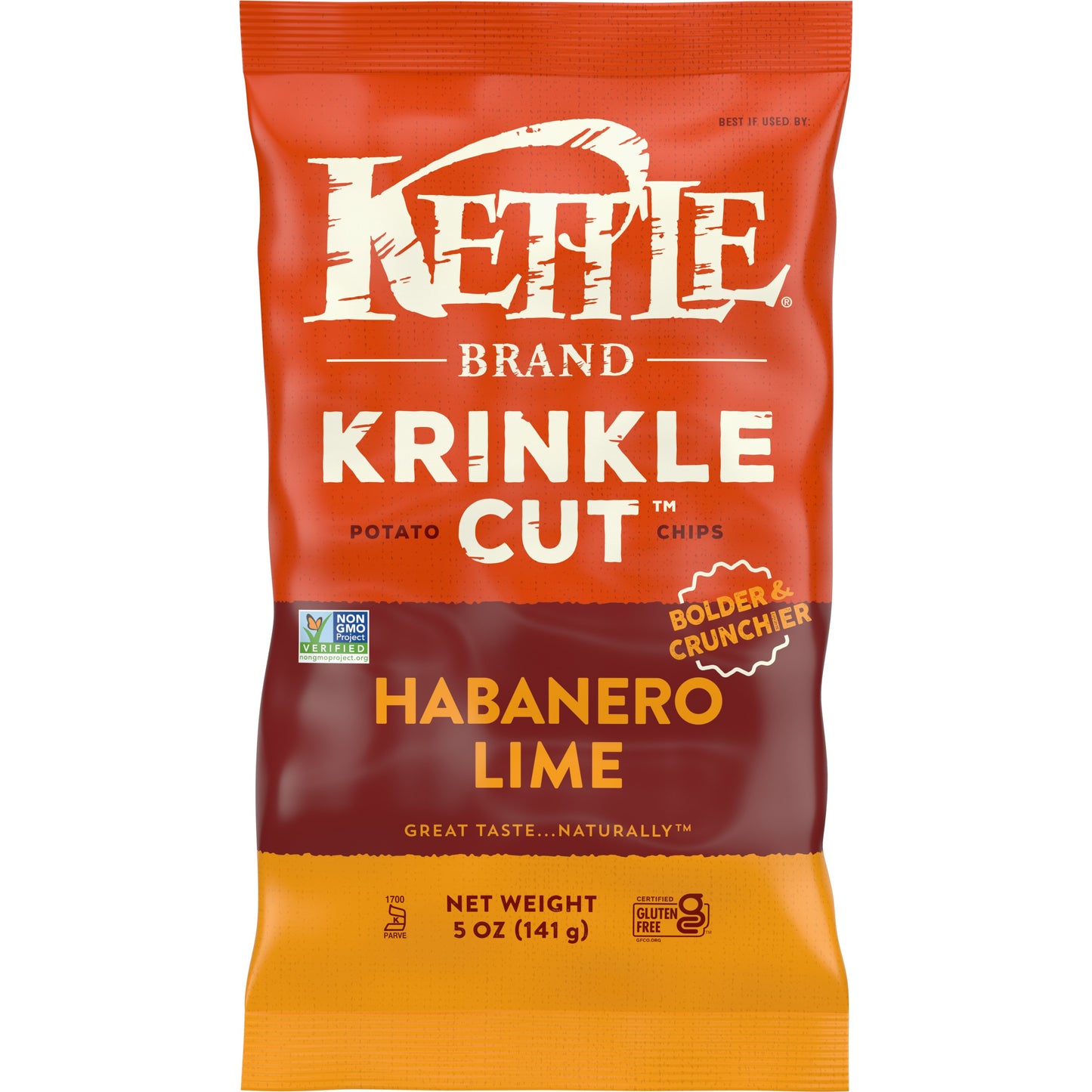 Kettle Foods Chip Potato Krinkle Habanero Lime 5 oz (Pack of 15)
