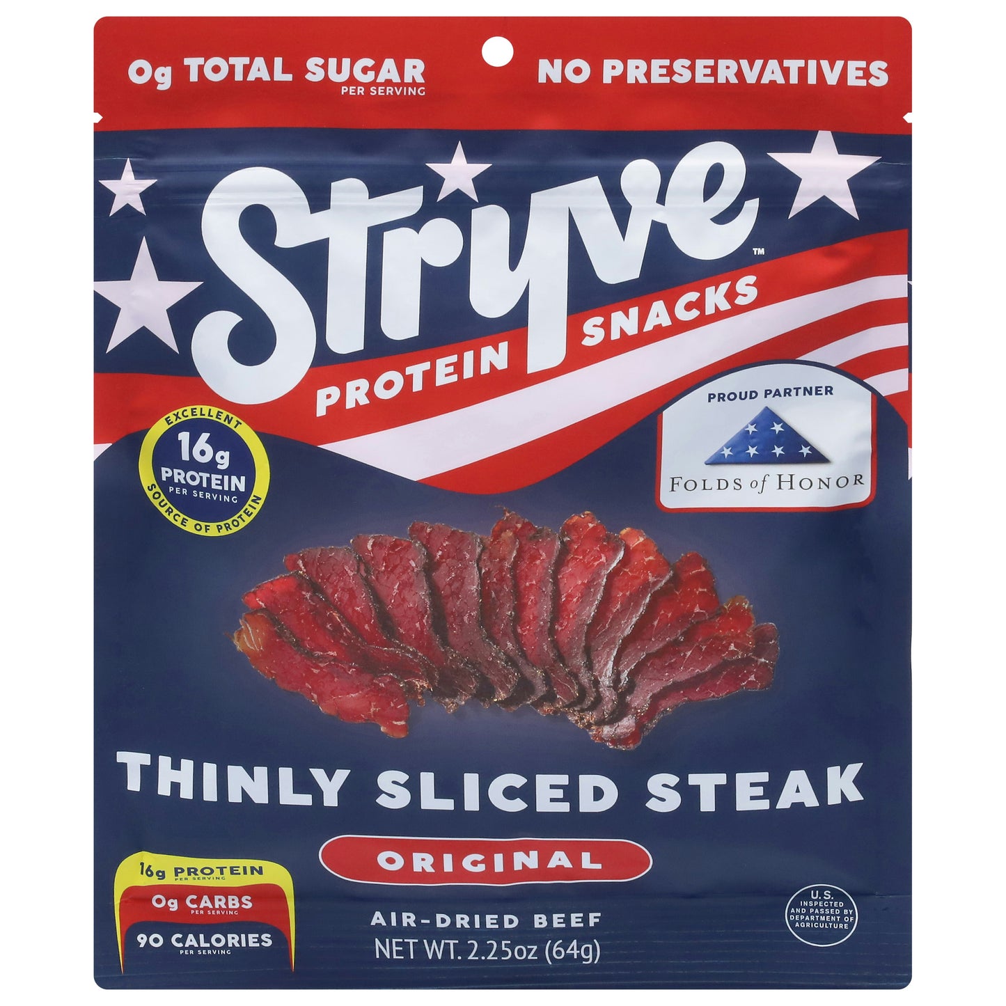 Stryve Protein Snacks Biltong Sliced Original 2.25 oz (Pack of 12)