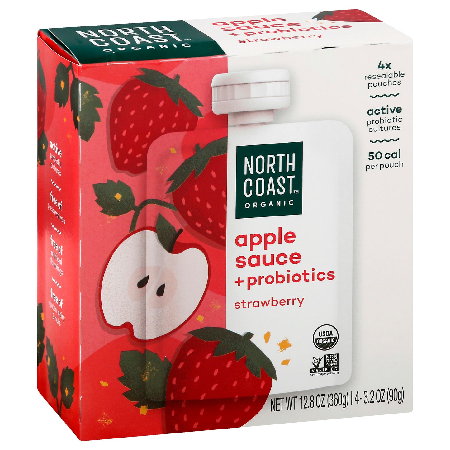North Coast Apple Sauce Strawberry Probiotic Organic 12.8 oz (Pack of 6)