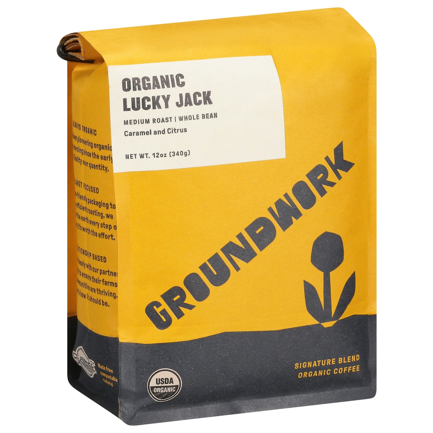 Groundwork Coffee Coffee Lucky Jack Organic 12 Oz Pack of 6