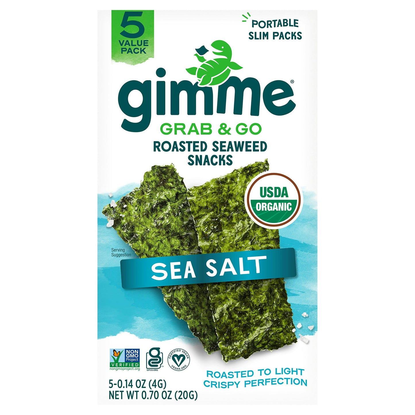 Gimme Seasalt Roasted Seaweed Snack 5 piece - 0.7 Oz (Pack of 6)