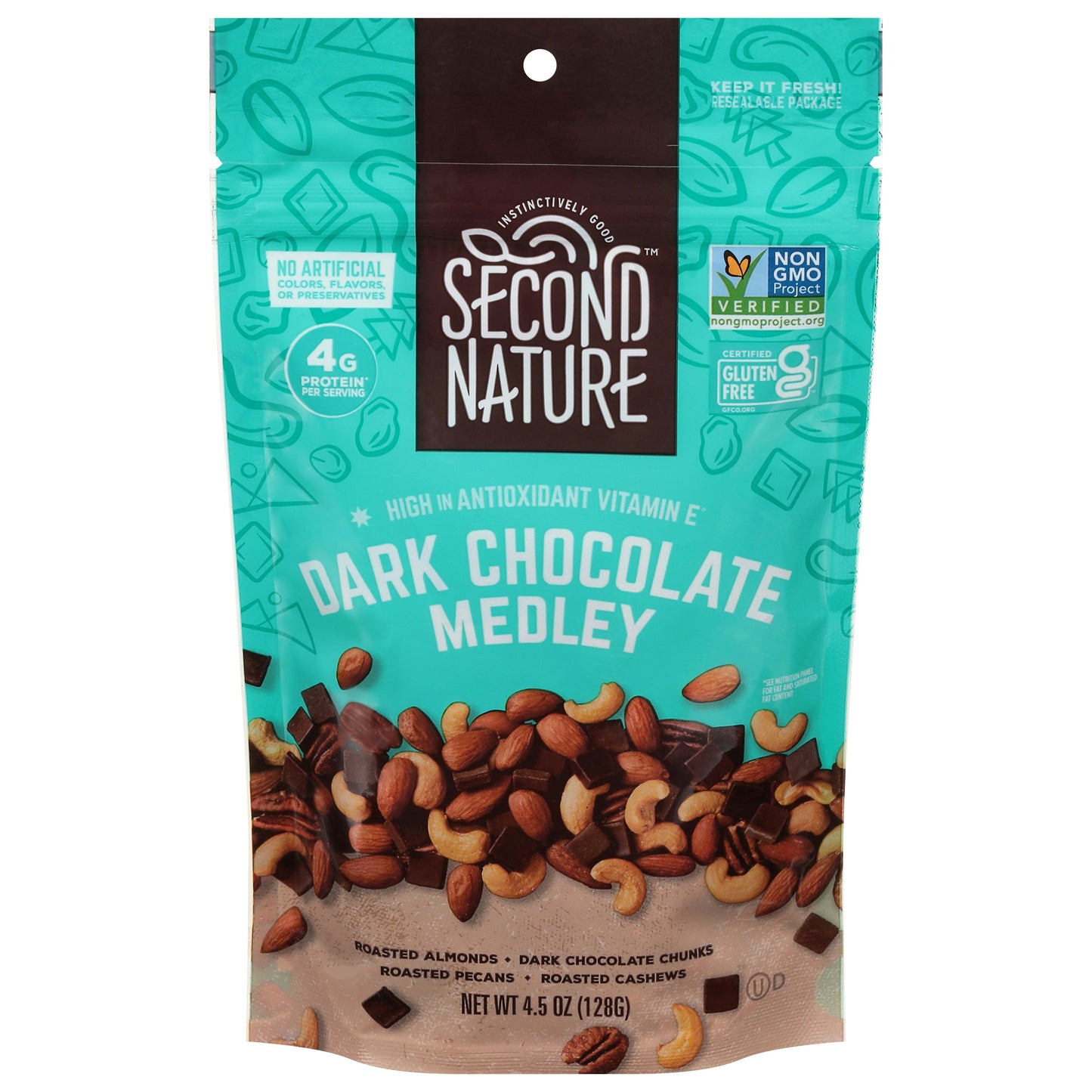 Second Nature Dark Chocolate Medley Trail Mix 4.5 Oz Pack of 12
