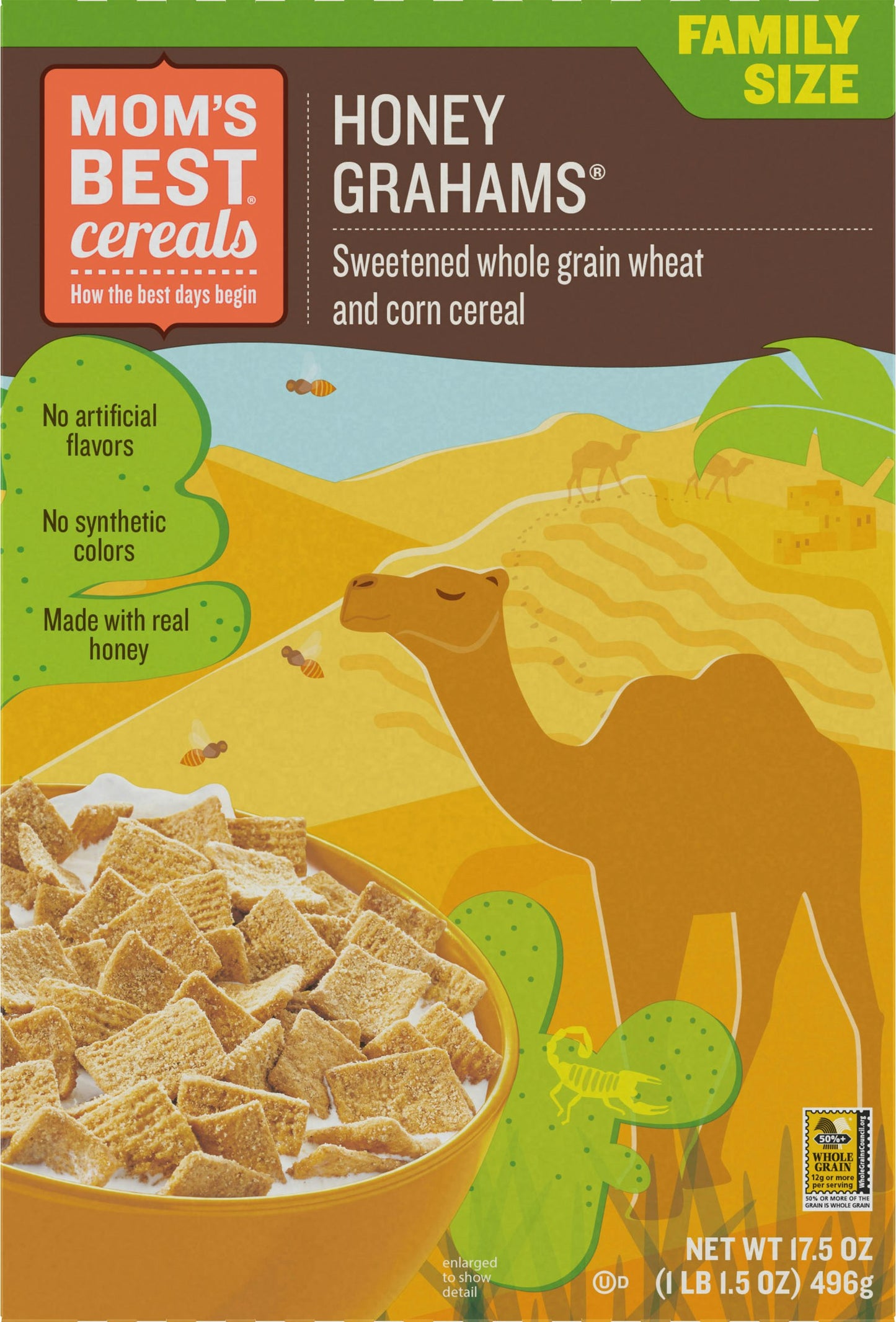 Moms Best Cereal Honey Grahams 17.5 Oz Pack of 14