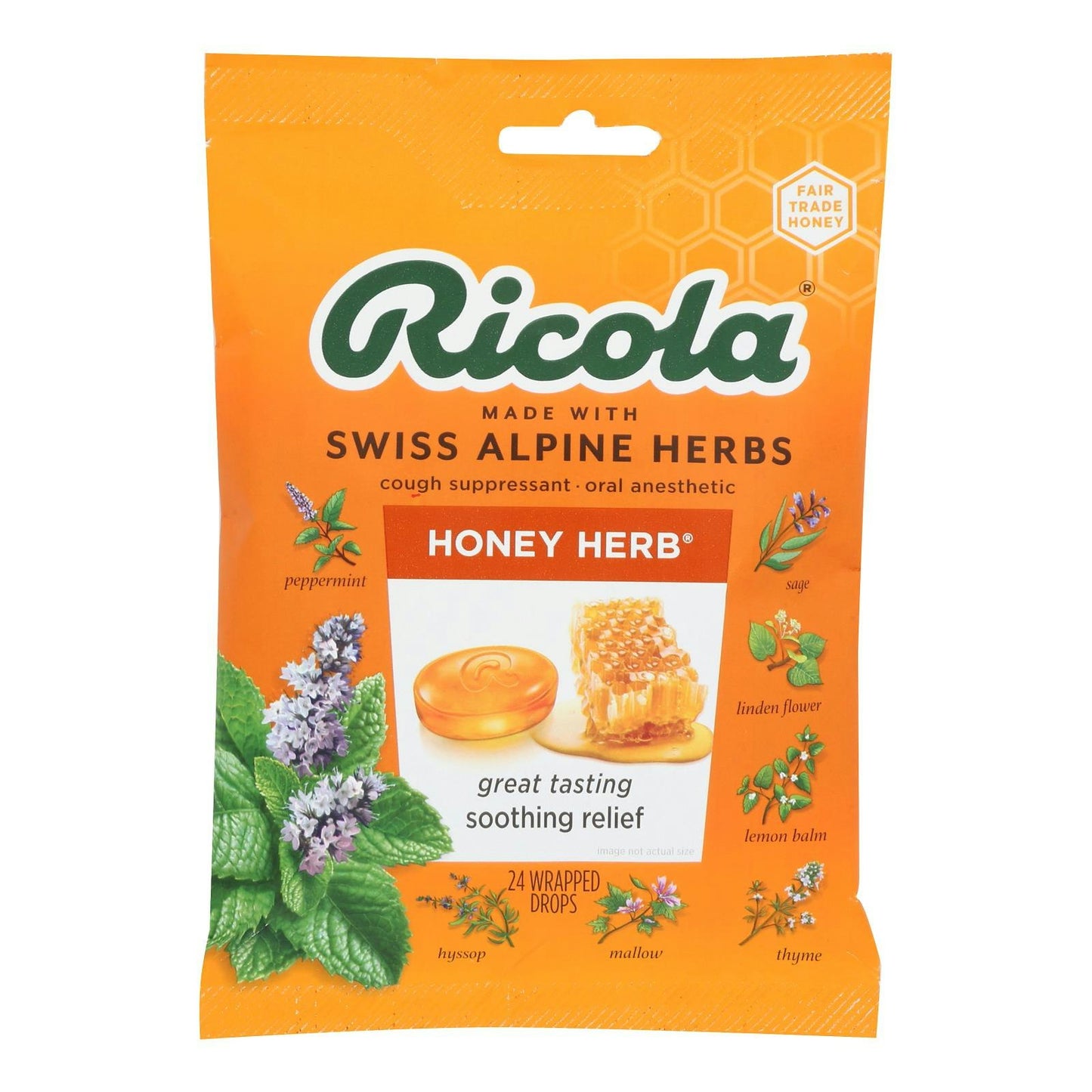 Ricola - Cough Drop Honey Herb 24 Count (Pack of 8)
