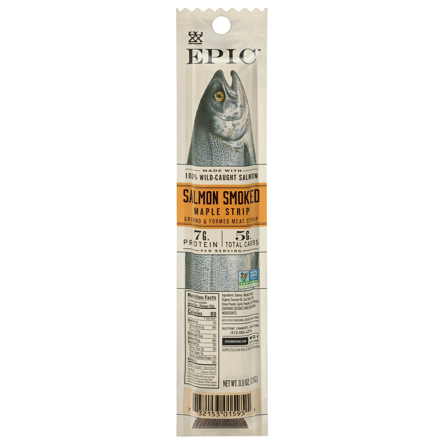 Epic Strip Salmon Fillet Smoked Maple 0.8 oz (Pack of 20)