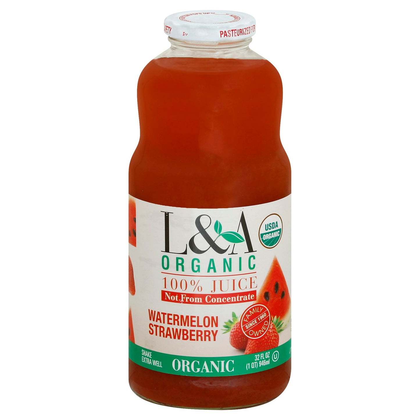 L & A Juice Juice Watermelon Strawberry Organic 32 oz (Pack of 6)