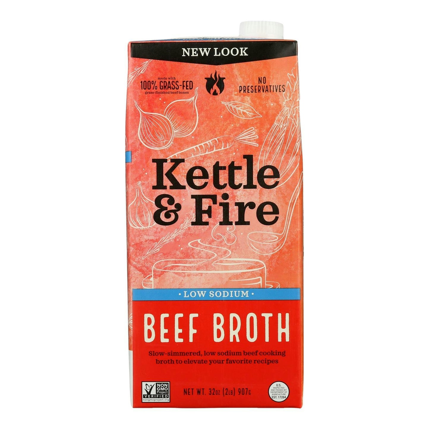 Kettle And Fire - Cooking Broth Beef Low Sodium 32 oz (Pack of 6)