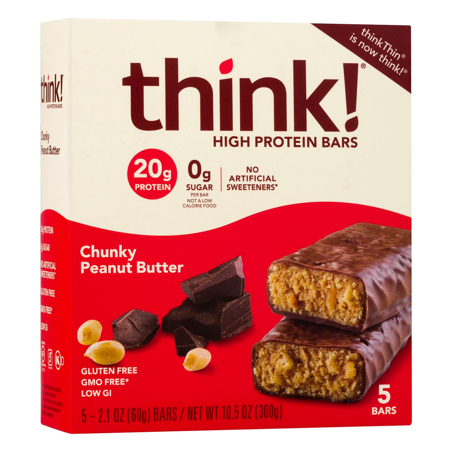 Think! Bar Chunky Peanut Butter Gluten Free 10.5 oz (Pack of 6)