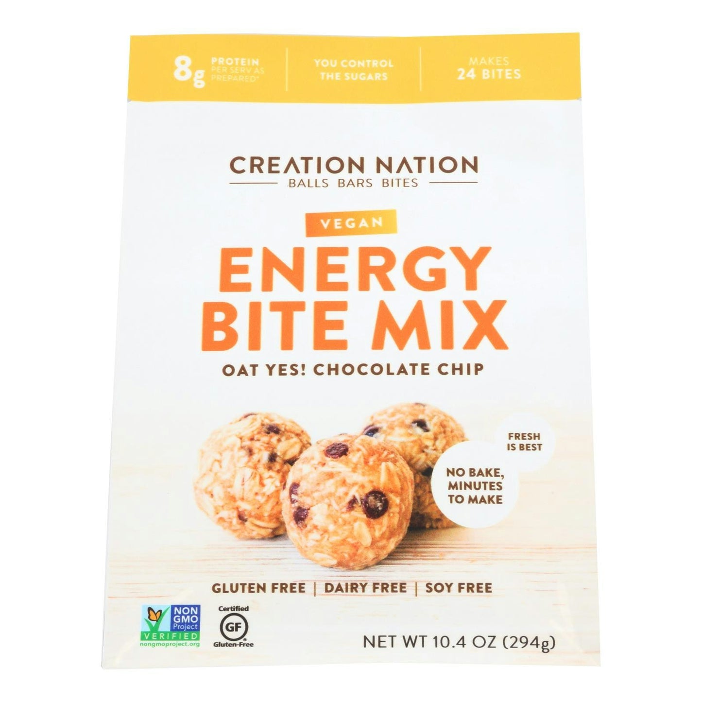 Creation Nation Oat Yes! Chocolate Chip Vegan Energy Bite Mix - 10.4 oz (Pack of 6)