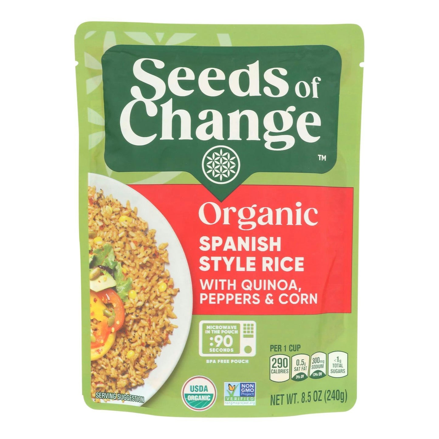 Seeds of Change Organic Microwavable Spanish Style Rice with Quinoa 8.5 oz (Pack of 12)