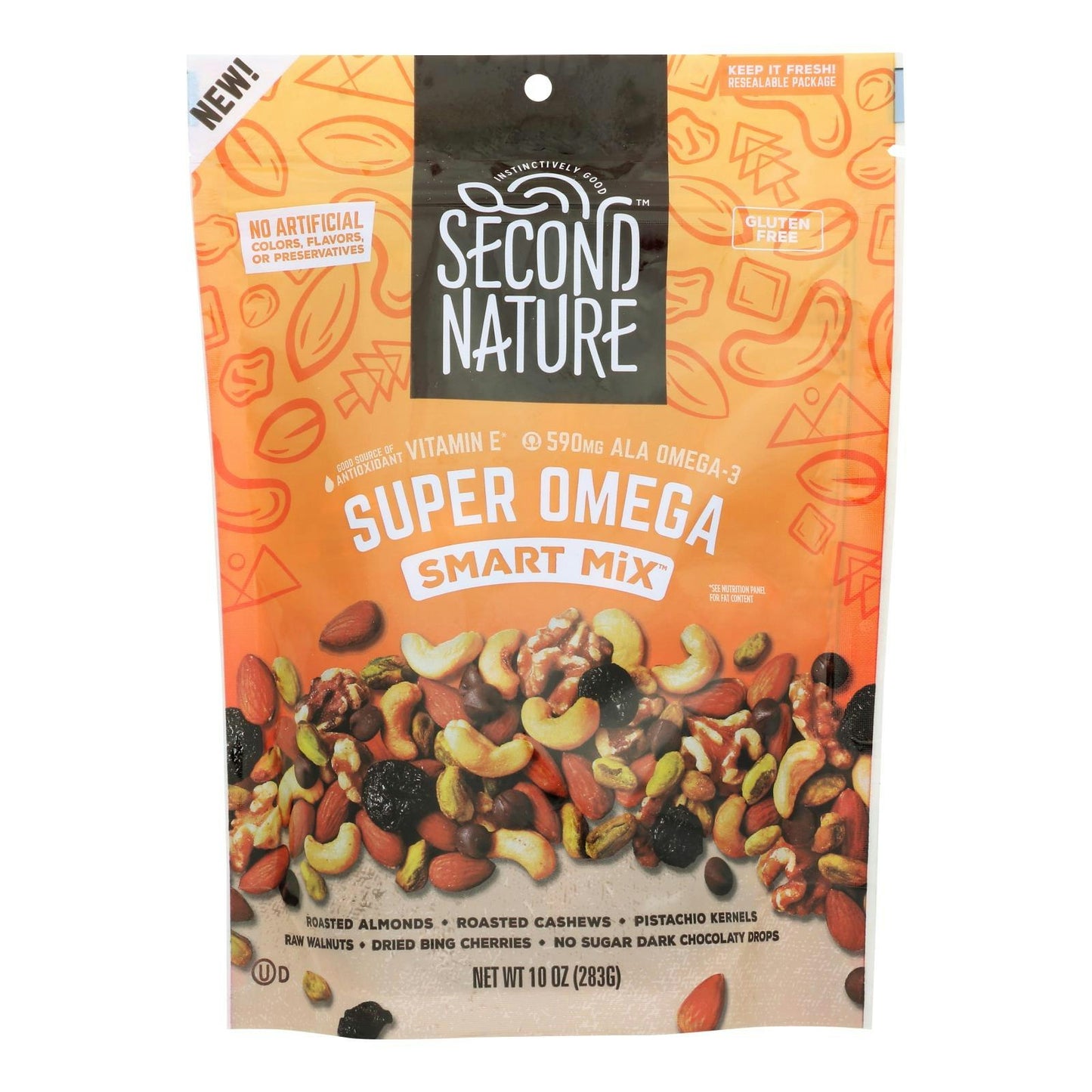 Second Nature Nut Medley Super Omega Smart Mix Gluten Free 10 Oz Pack of 6