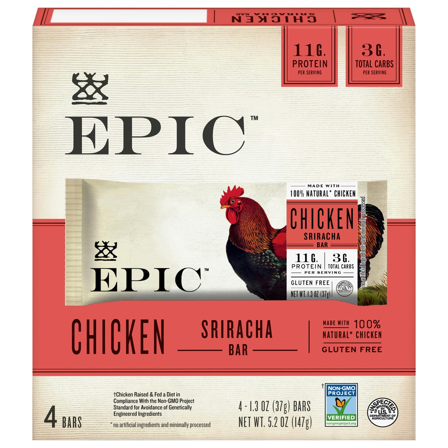 Epic Bars Chic Sriracha 4Pk 5.2 Oz (Pack Of 8)