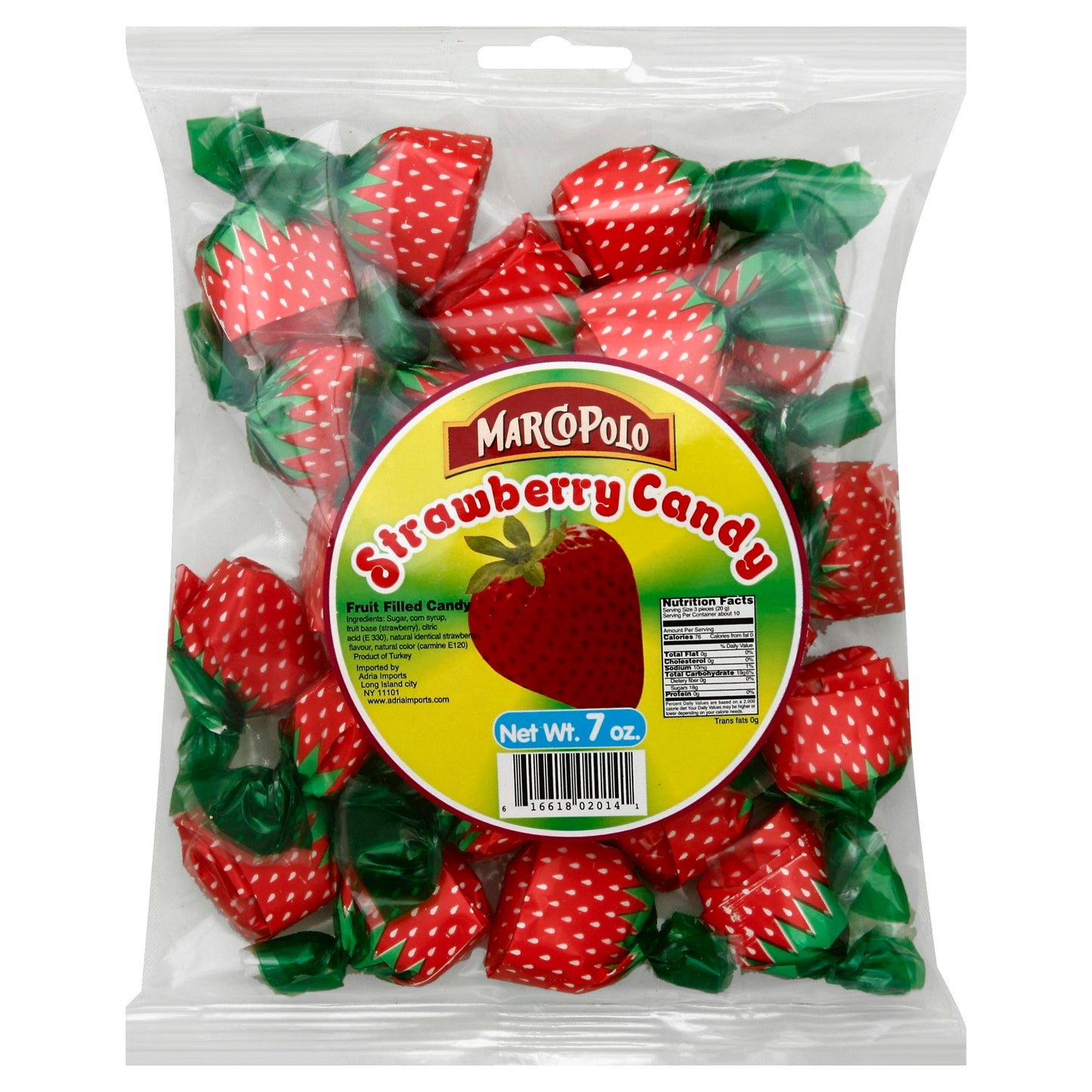 Marco Polo Candy Hard Strawberry 7 Oz (Pack of 24)